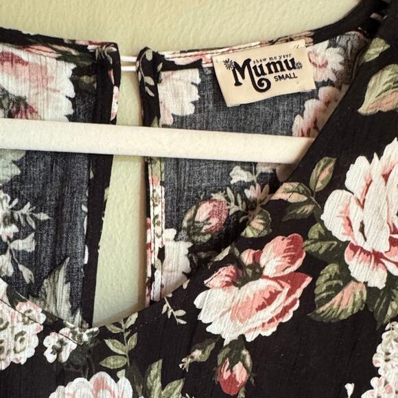 Show Me Your Mumu Donnie Dress Black Floral Long Sleeve Mini Swing Dress S - Picture 3 of 7